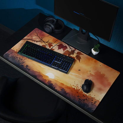 Large Autumn Sunset Landscape gaming mouse pad with non-slip base