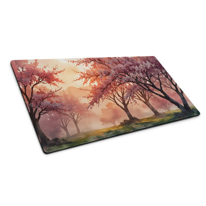 Rectangular watercolor sakura forest dream pastel sunset mouse pad