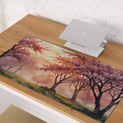Watercolor sakura forest dream pastel sunset gaming mouse pad