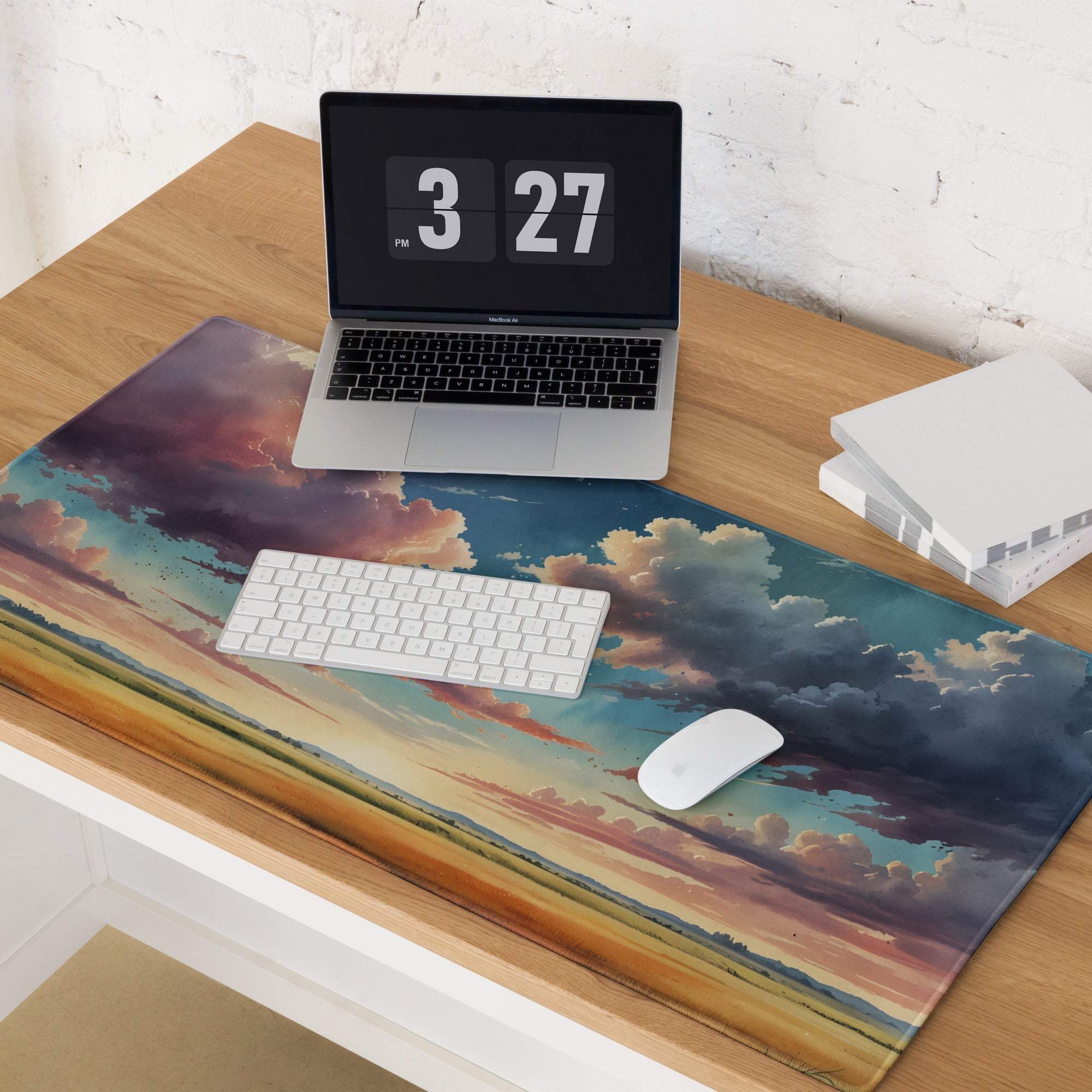 Epic scenic sunset sky gaming mouse pad with non-slip base