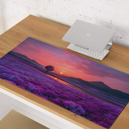Purple lavender field sunset on large gaming mouse pad