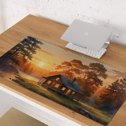 Serene sunset cabin log cabin mousepad large non-slip gaming pad