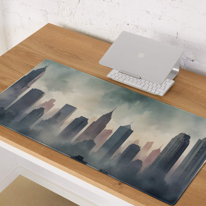 Epic moody urban skyline large gaming mousepad with non-slip base