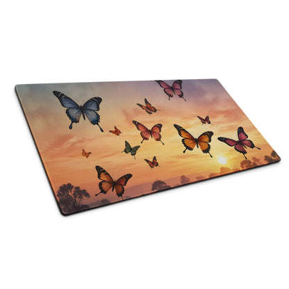 Vibrant sunset butterflies rectangular glass cutting board in orange pink blue