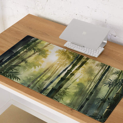 Nature inspired bamboo landscape gaming mouse pad with ethereal glow