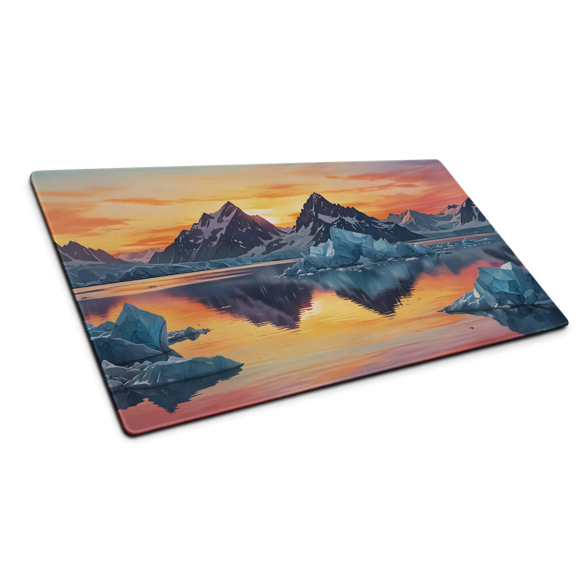Premium ice mountain sunset rectangular glass cutting board