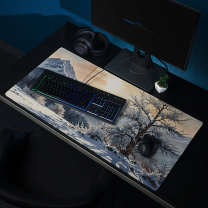 Winter sunrise mountain landscape large non-slip gaming mouse pad