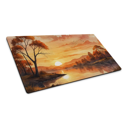 Large warm sunset landscape gaming mouse pad with non-slip bottom