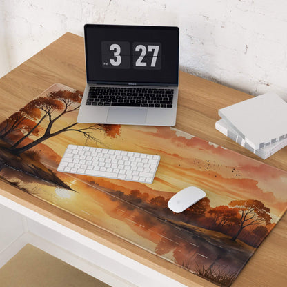 Large warm sunset landscape gaming mouse pad with non-slip bottom
