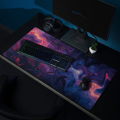Vibrant abstract nebula gaming mouse pad large size with non-slip base