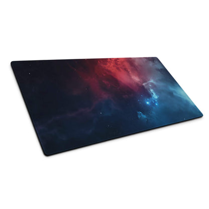 Cosmic Nebula gaming mouse pad with large size, non-slip base, stitched edges