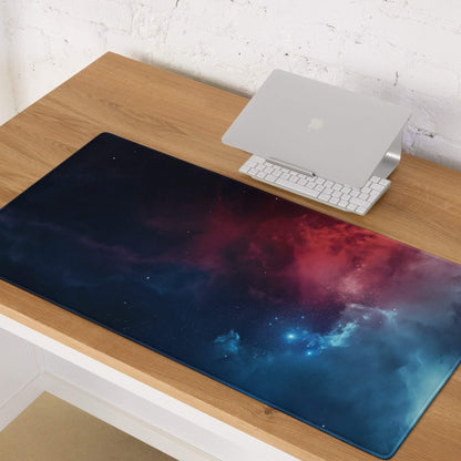 Cosmic Nebula gaming mouse pad with vibrant nebula, non-slip base, stitched edges