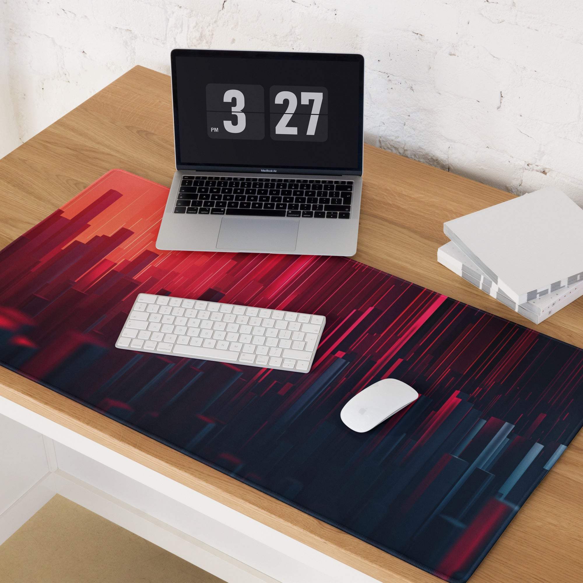 Cyberpunk neon city gradient red black gaming mouse pad