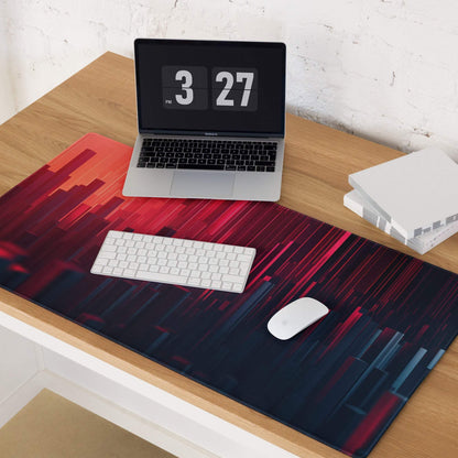Cyberpunk neon city gradient red black gaming mouse pad