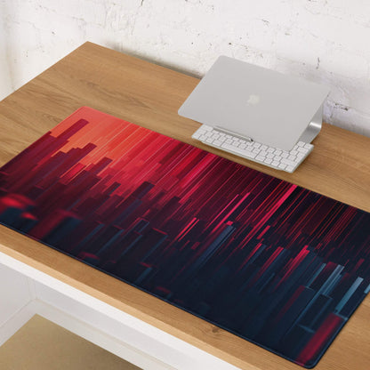 Cyberpunk neon city gradient gaming mouse pad red blue design