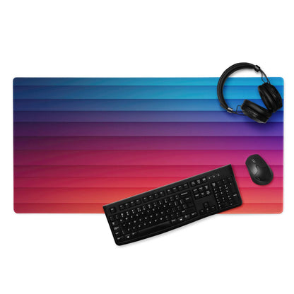 Vibrant gradient rainbow gaming mouse pad with blue to purple red stripes