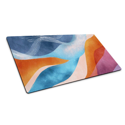 Vibrant abstract watercolor waves glass cutting board in blue orange purple