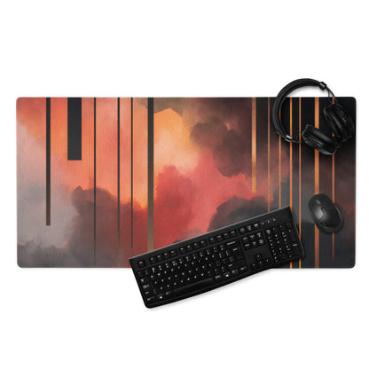 Abstract neon sunset gaming mouse pad with non-slip base