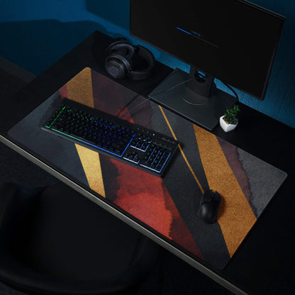 Large premium dark gold striped gaming mouse pad with non-slip base