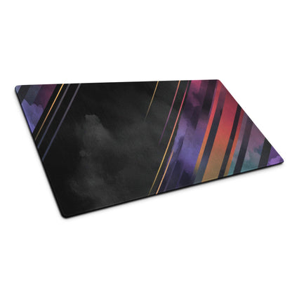 Vibrant diagonal stripe black purple multicolor gaming mouse pad