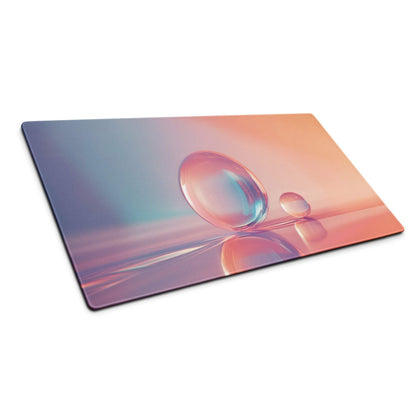 Gradient sunset rectangular glass cutting board with iridescent water droplets