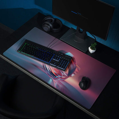 Vibrant ring abstract neon gaming mouse pad with pink purple gradients