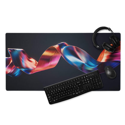 Premium dark colorful ribbon gaming mouse pad with non-slip base