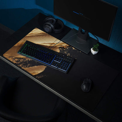 Premium large black gold marble gaming mousepad with non-slip base