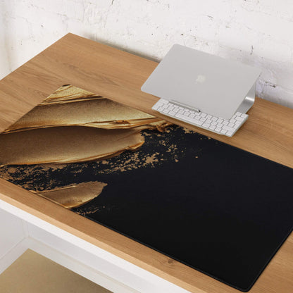 Premium large black and gold gaming mouse pad with non-slip base