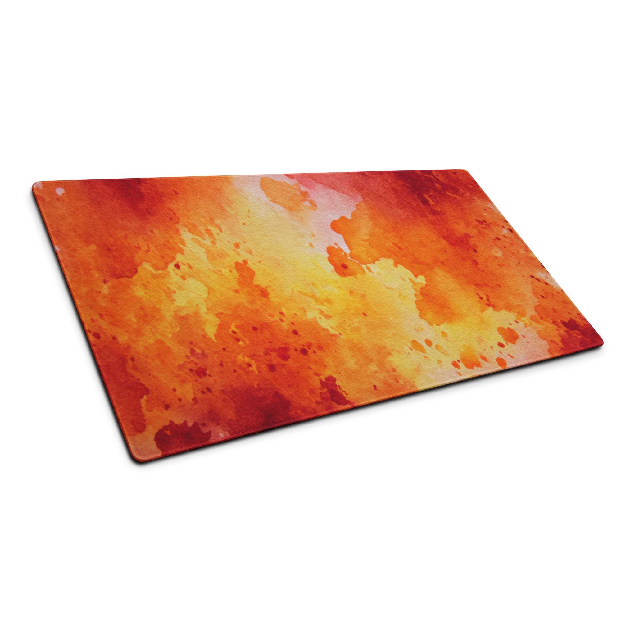 Vibrant orange yellow watercolor cutting board pattern on large gaming mouse pad