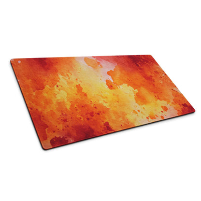 Vibrant orange yellow watercolor cutting board pattern on large gaming mouse pad