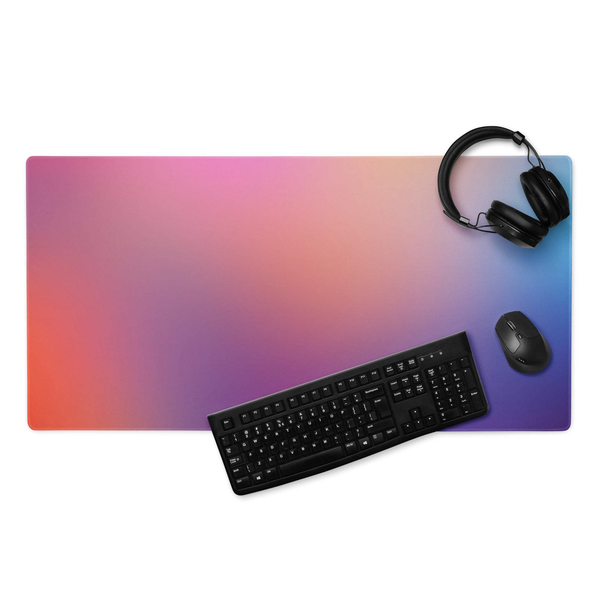 Premium large gradient sunset gaming mouse pad with glow multicolor surface
