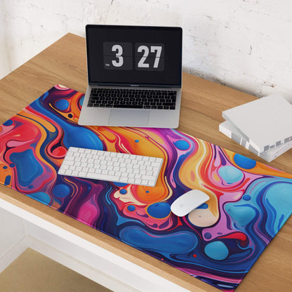 Vibrant abstract swirl gaming mouse pad large non-slip base blue pink orange purple