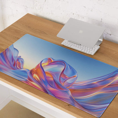 Premium large gaming mouse pad with vibrant blue purple gradient ribbons