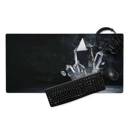 Black crystal gaming mouse pad large size non-slip base stitched edges