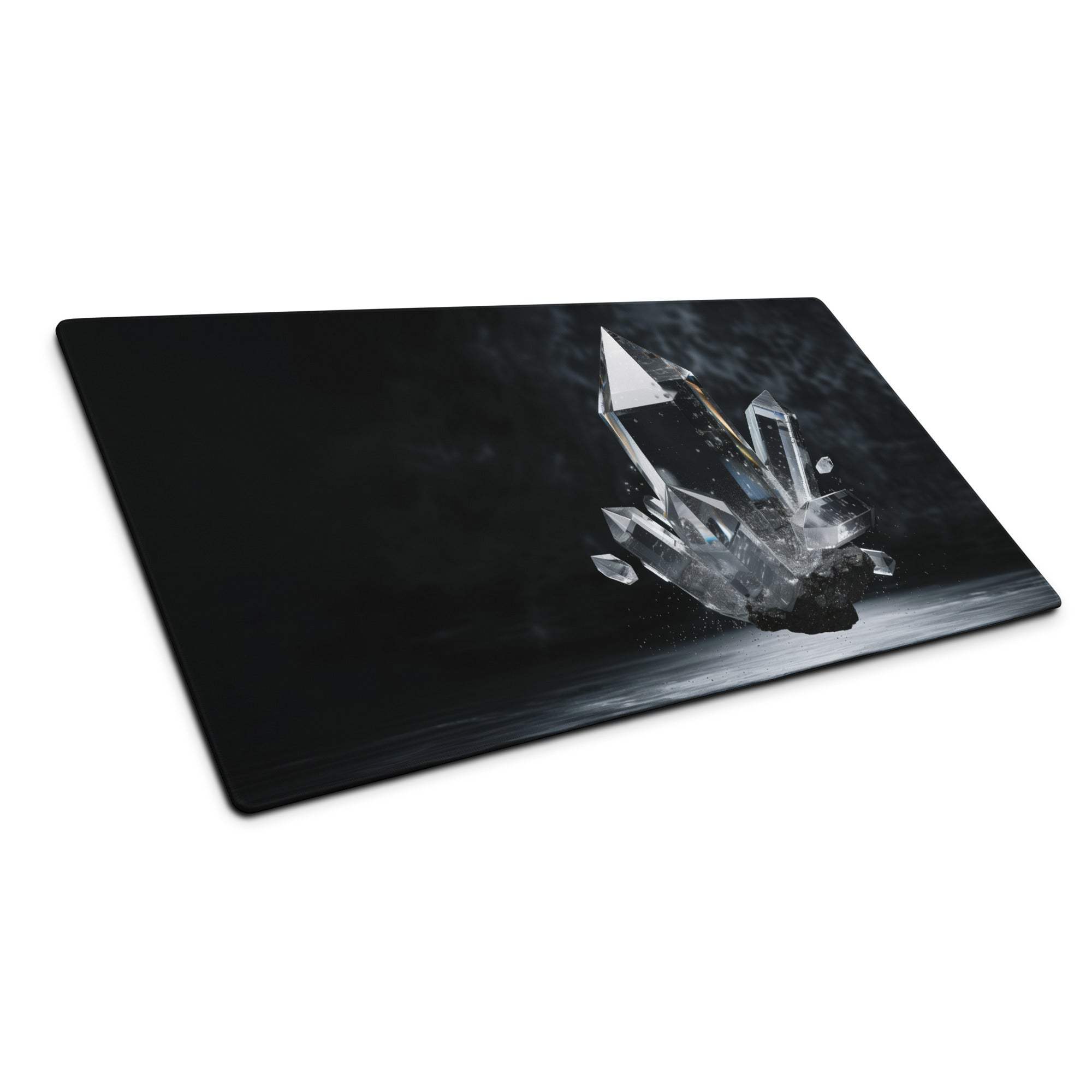Black rectangular cutting board with translucent crystal cluster design on Dark Crystal gaming mouse pad