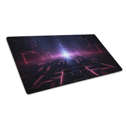 Futuristic neon purple pink glow gaming mouse pad with tunnel design