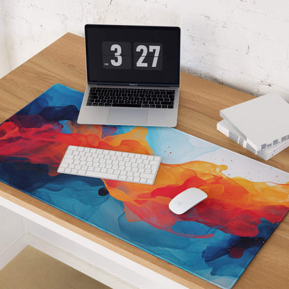 Vibrant abstract neon swirl large non-slip gaming mouse pad in red orange blue