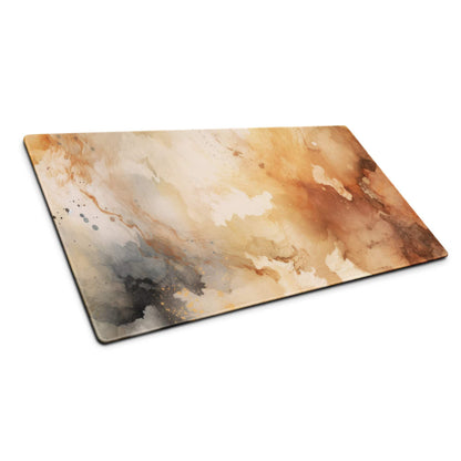 Large abstract watercolor gaming mouse pad in beige brown gray tones