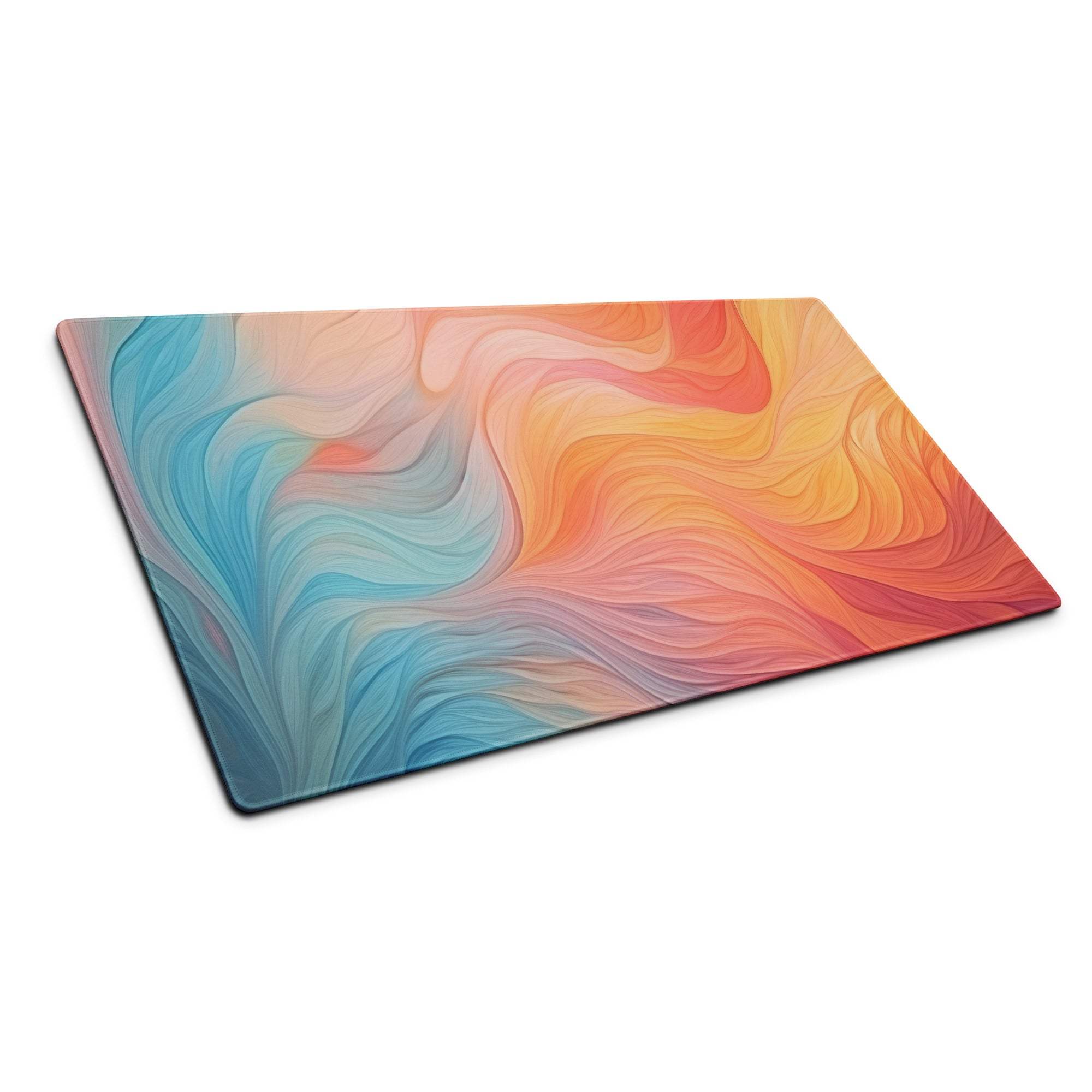 Colorful swirl abstract glass cutting board in blue orange pink