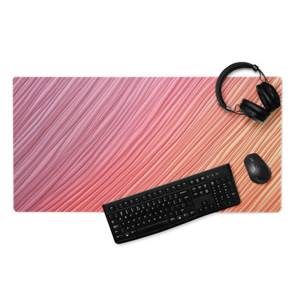 Lux Gradient Pink gaming mouse pad with wavy texture, non-slip backing and edge stitching