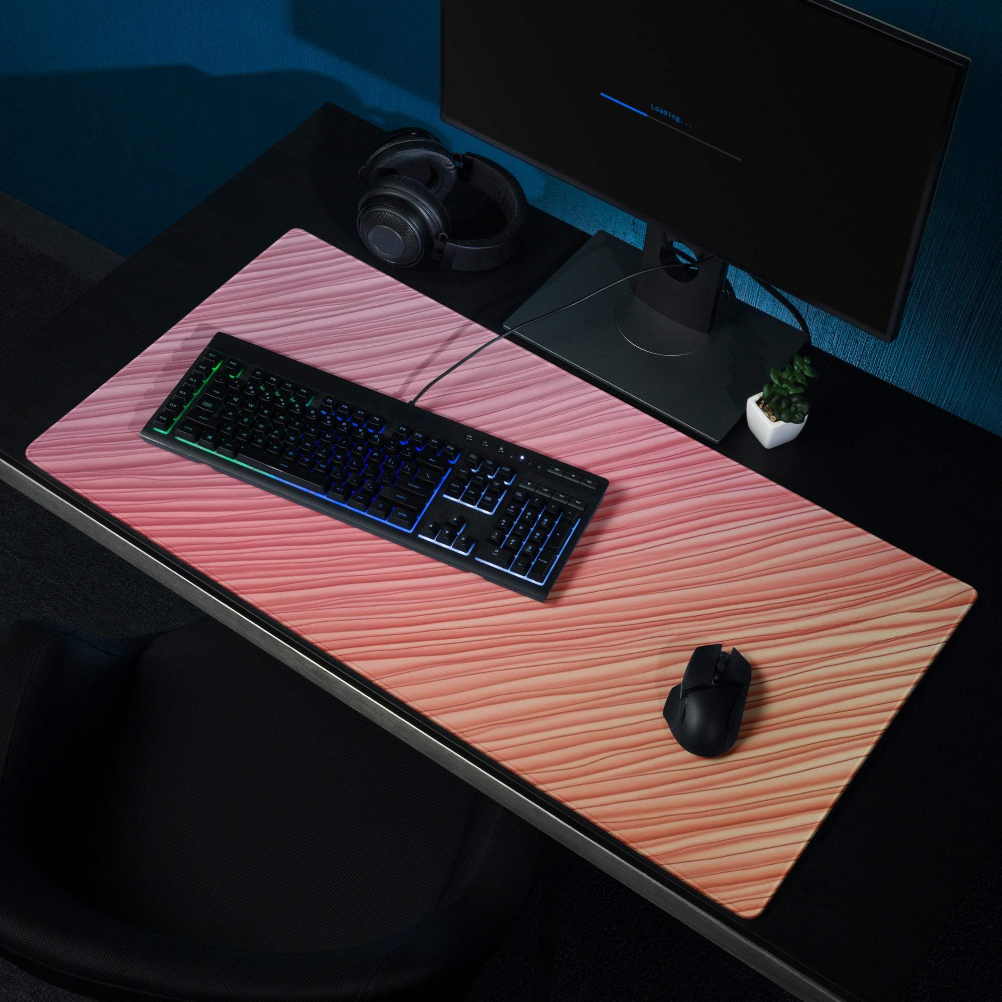 Pink wooden-textured Lux Gradient gaming mouse pad desk mat