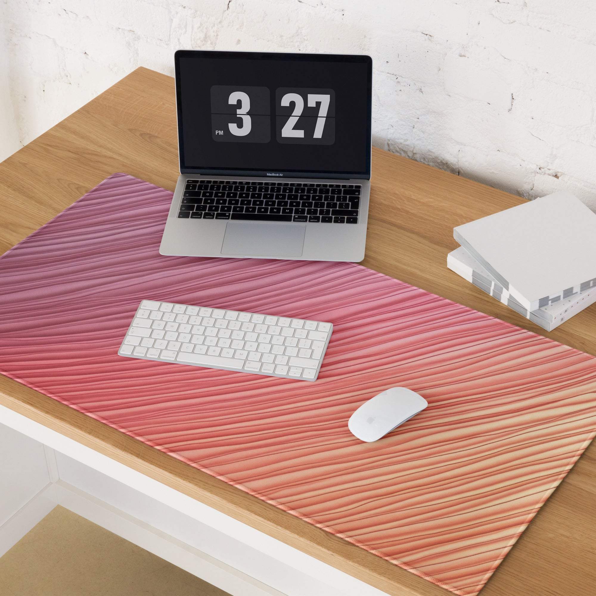 Pink textured Lux Gradient gaming mouse pad with diagonal ridges and non-slip backing