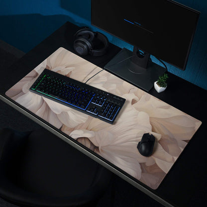 Elegant floral beige gaming mouse pad with large non-slip surface