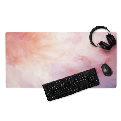 Pastel cloud gaming mouse pad large pink peach gradient with keyboard mouse
