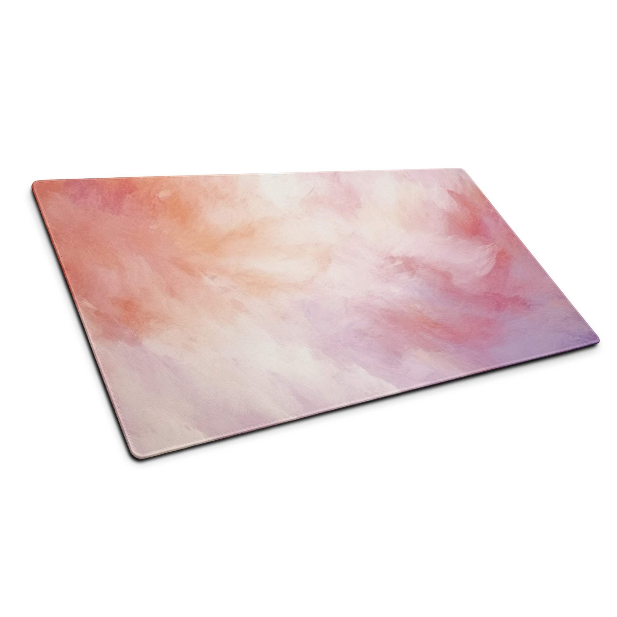 Pink peach watercolor cutting board pattern on large pastel cloud gaming mouse pad