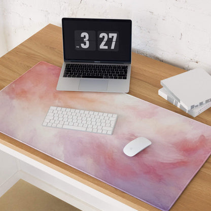 Pink purple watercolor gradient large gaming mouse pad with non-slip base