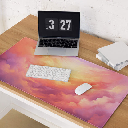 Dreamy Sunrise Cloudscape ultra large gaming mouse pad with pastel sunset gradient sky