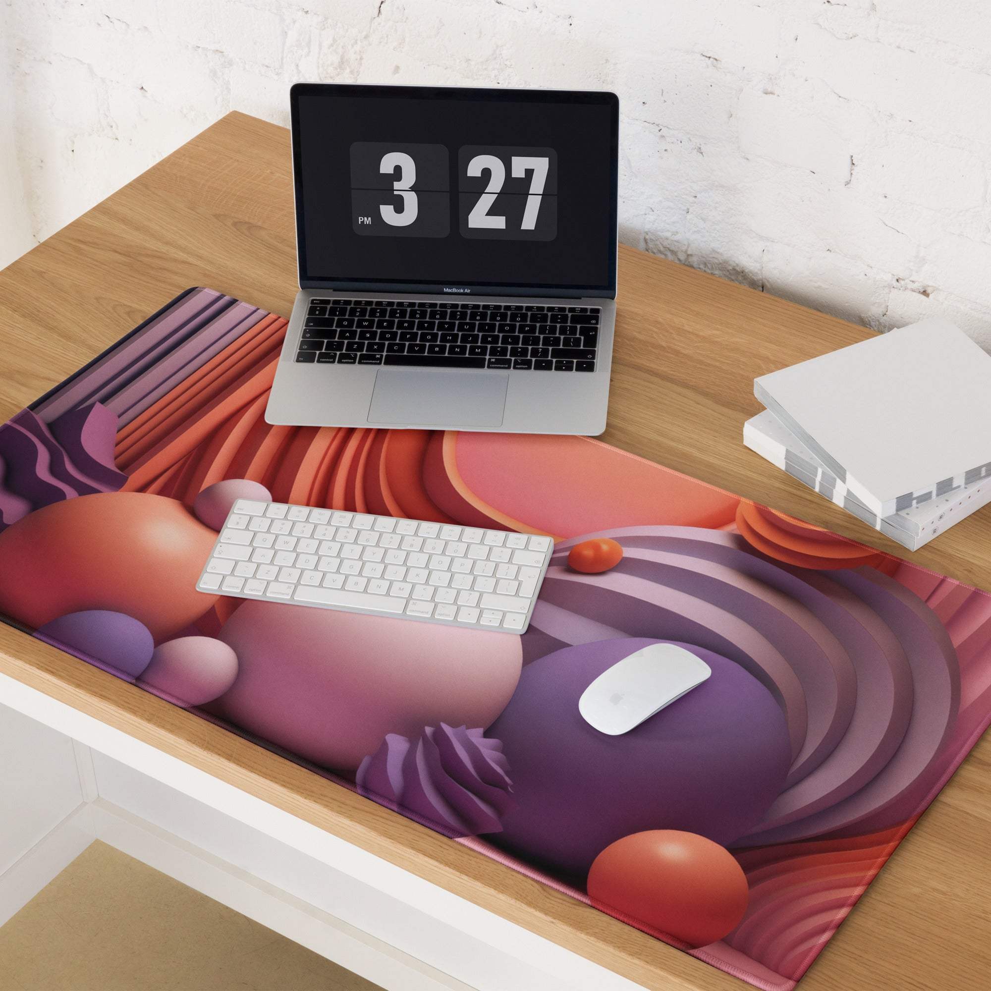 Dreamy abstract spheres gaming mouse pad in pink purple orange gradients