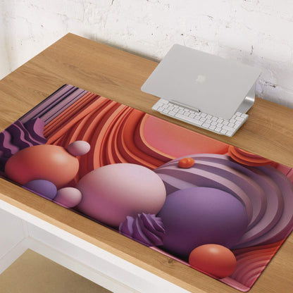Dreamy abstract spheres gaming mouse pad in pink purple sunset gradients